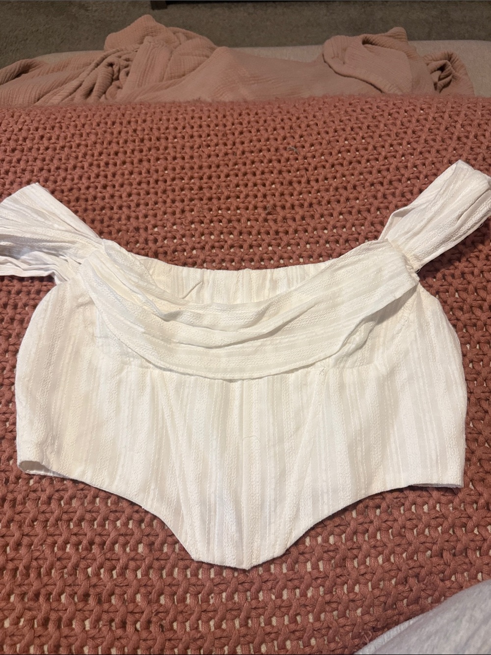Princess Polly White Off-Shoulder Crop Top